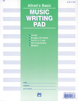 10 Stave Music Writing Pad (8 1/2
